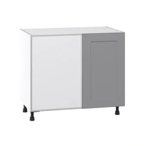 Hugo&Borg Beaumont 39-in W x 34.5-in H x 24-in D Slate Gray Blind Corner Base Fully Assembled Cabinet (Flat Panel Shaker Style) T726920044