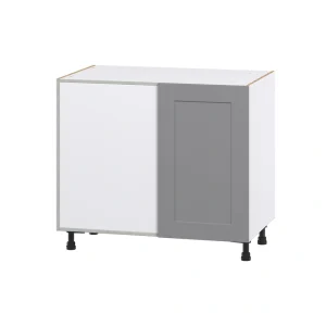 Hugo&Borg Beaumont 39-in W x 34.5-in H x 24-in D Slate Gray Blind Corner Base Fully Assembled Cabinet (Recessed Panel Shaker Style) T726920100
