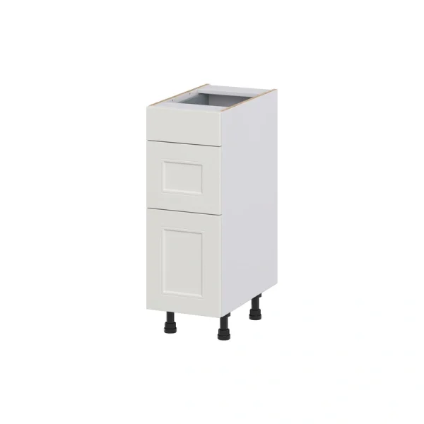 Hugo&Borg Belcourt 12-in W x 34.5-in H x 21-in D Gray Painted 3-Drawer Base Fully Assembled Cabinet (Recessed Panel Style)