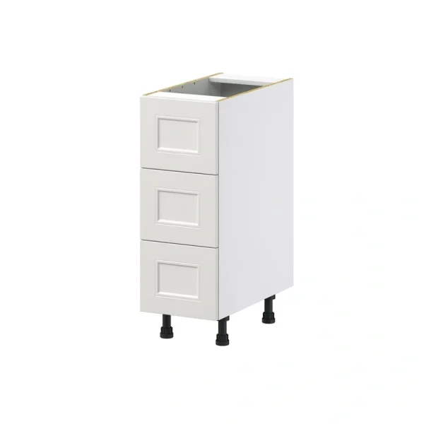 Hugo&Borg Belcourt 12-in W x 34.5-in H x 24-in D Gray Painted 3-Drawer Base Fully Assembled Cabinet (Recessed Panel Style) T726922577