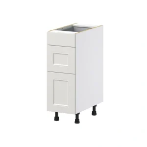 Hugo&Borg Belcourt 12-in W x 34.5-in H x 24-in D Gray Painted 3-Drawer Base Fully Assembled Cabinet (Recessed Panel Style) T726922579