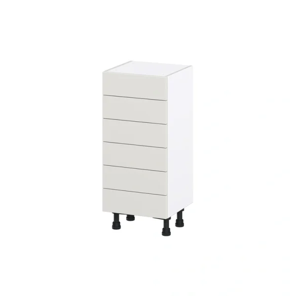 Hugo&Borg Belcourt 15-in W x 34.5-in H x 14-in D Gray Painted 6-Drawer Base Fully Assembled Cabinet (Recessed Panel Style)