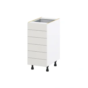 Hugo&Borg Belcourt 15-in W x 34.5-in H x 24-in D Gray Painted 6-Drawer Base Fully Assembled Cabinet (Recessed Panel Style)