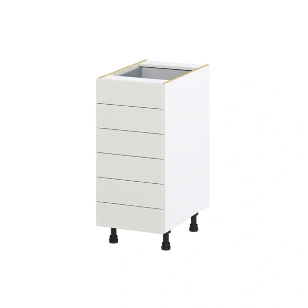 Hugo&Borg Belcourt 15-in W x 34.5-in H x 24-in D Gray Painted 6-Drawer Base Fully Assembled Cabinet (Recessed Panel Style)