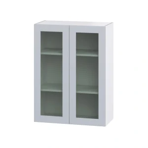 Hugo&Borg Charlesberg 30-in W x 40-in H x 14-in D Gray Wall Fully Assembled Cabinet (Recessed Panel Glass Door Style)