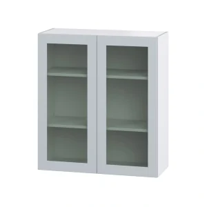 Hugo&Borg Charlesberg 36-in W x 40-in H x 14-in D Gray Wall Fully Assembled Cabinet (Recessed Panel Glass Door Style)