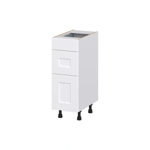 Hugo&Borg Jolie 12-in W x 34.5-in H x 21-in D Warm White 3-Drawer Base Fully Assembled Cabinet (Recessed Panel Style)