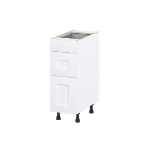 Hugo&Borg Jolie 12-in W x 34.5-in H x 24-in D Warm White 3-Drawer Base Fully Assembled Cabinet (Recessed Panel Style) T726922539