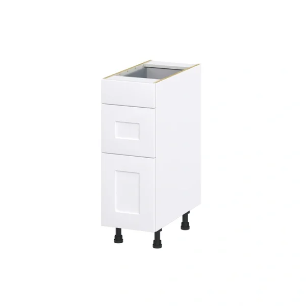 Hugo&Borg Jolie 12-in W x 34.5-in H x 24-in D Warm White 3-Drawer Base Fully Assembled Cabinet (Recessed Panel Style) T726922539