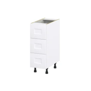 Hugo&Borg Jolie 12-in W x 34.5-in H x 24-in D Warm White 3-Drawer Base Fully Assembled Cabinet (Recessed Panel Style) T726922542