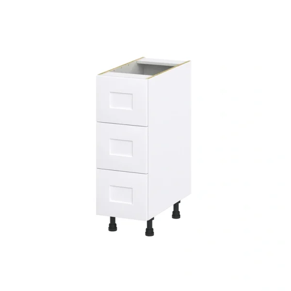 Hugo&Borg Jolie 12-in W x 34.5-in H x 24-in D Warm White 3-Drawer Base Fully Assembled Cabinet (Recessed Panel Style) T726922542