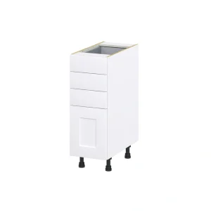 Hugo&Borg Jolie 12-in W x 34.5-in H x 24-in D Warm White 4-Drawer Base Fully Assembled Cabinet (Recessed Panel Style)