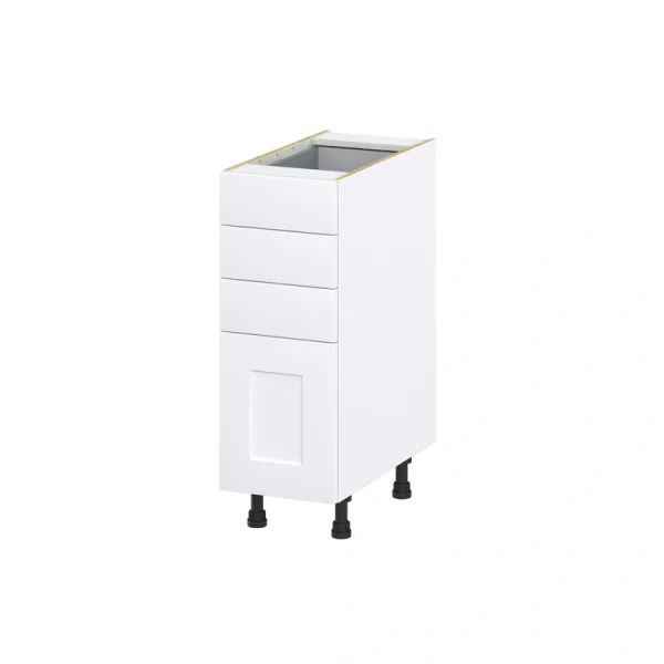 Hugo&Borg Jolie 12-in W x 34.5-in H x 24-in D Warm White 4-Drawer Base Fully Assembled Cabinet (Recessed Panel Style)