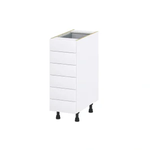 Hugo&Borg Jolie 12-in W x 34.5-in H x 24-in D Warm White 6-Drawer Base Fully Assembled Cabinet (Recessed Panel Style)