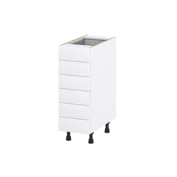 Hugo&Borg Jolie 12-in W x 34.5-in H x 24-in D Warm White 6-Drawer Base Fully Assembled Cabinet (Recessed Panel Style)