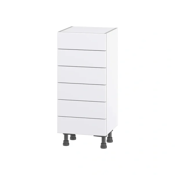 Hugo&Borg Jolie 15-in W x 34.5-in H x 14-in D Warm White 6-Drawer Base Fully Assembled Cabinet