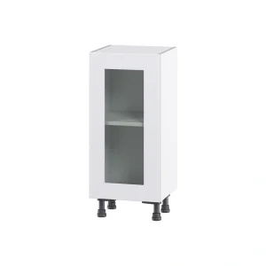 Hugo&Borg Jolie 15-in W x 34.5-in H x 16-in D Warm White Base Fully Assembled Cabinet (Glass Panel Shaker Door Style)