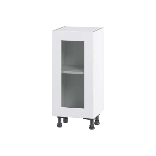 Hugo&Borg Jolie 15-in W x 34.5-in H x 16-in D Warm White Base Fully Assembled Cabinet (Glass Panel Shaker Door Style)