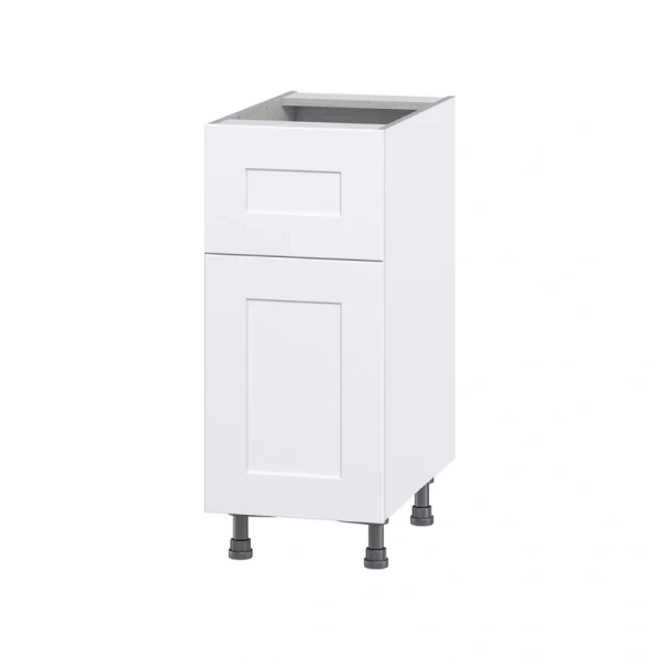 Hugo&Borg Jolie 15-in W x 34.5-in H x 24-in D Warm White 1-Drawer Base Fully Assembled Cabinet (Flat Panel Shaker Style) T726922426