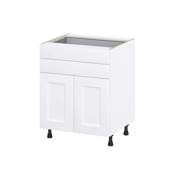 Hugo&Borg Jolie 27-in W x 34.5-in H x 24-in D Warm White 2-Drawers Base Fully Assembled Cabinet (Recessed Panel Shaker Style)