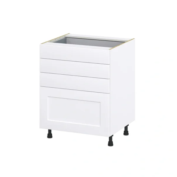 Hugo&Borg Jolie 27-in W x 34.5-in H x 24-in D Warm White 4-Drawer Base Fully Assembled Cabinet (Recessed Panel Style) T726921377