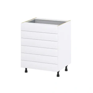 Hugo&Borg Jolie 27-in W x 34.5-in H x 24-in D Warm White 6-Drawer Base Fully Assembled Cabinet (Recessed Panel Style)