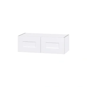 Hugo&Borg Jolie 30-in W x 10-in H x 14-in D Warm White Wall Fully Assembled Cabinet (Flat Panel Shaker Door Style)