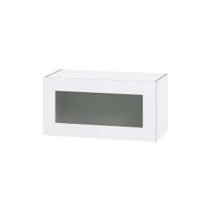 Hugo&Borg Jolie 30-in W x 15-in H x 14-in D Warm White Wall Fully Assembled Cabinet (Glass Panel Shaker Door Style)
