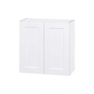 Hugo&Borg Jolie 30-in W x 30-in H x 14-in D Warm White Wall Fully Assembled Cabinet (Flat Panel Shaker Door Style)