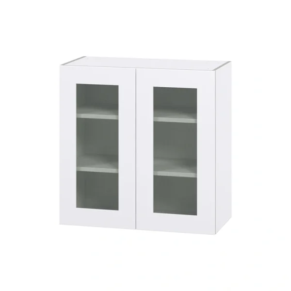 Hugo&Borg Jolie 30-in W x 30-in H x 14-in D Warm White Wall Fully Assembled Cabinet (Glass Panel Shaker Door Style)