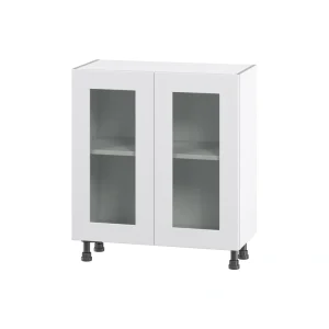 Hugo&Borg Jolie 30-in W x 34.5-in H x 16-in D Warm White Base Fully Assembled Cabinet (Glass Panel Shaker Door Style)