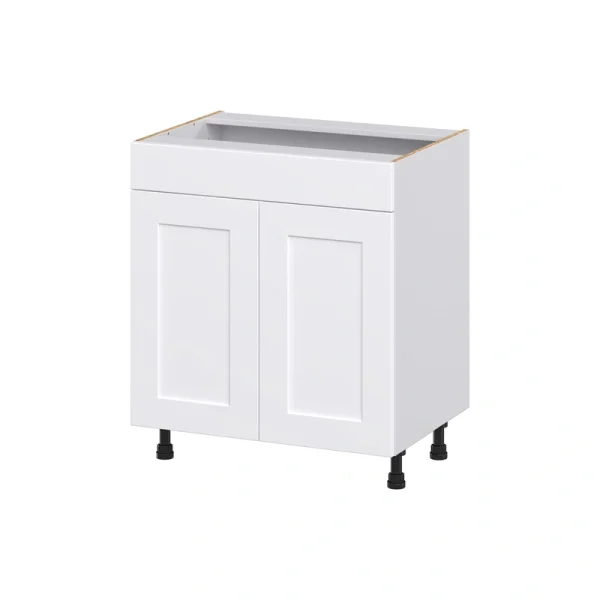Hugo&Borg Jolie 30-in W x 34.5-in H x 21-in D Warm White Sink Base Fully Assembled Cabinet (Recessed Panel Shaker Style)