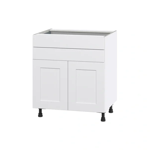 Hugo&Borg Jolie 30-in W x 34.5-in H x 24-in D Warm White 2-Drawers Base Fully Assembled Cabinet (Flat Panel Shaker Style)