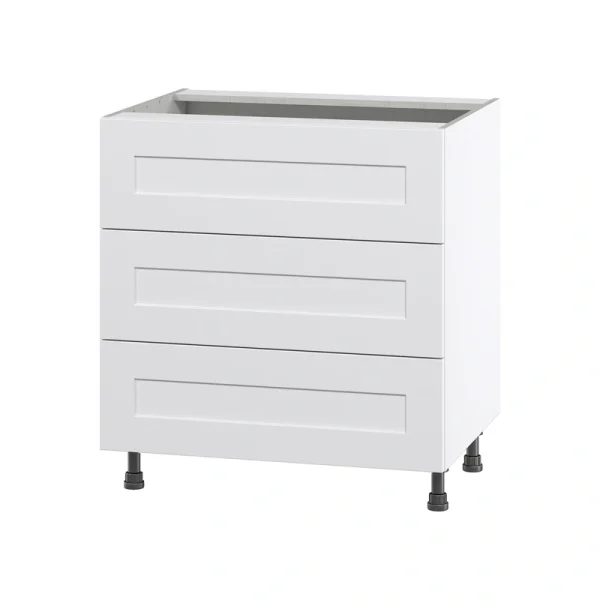 Hugo&Borg Jolie 30-in W x 34.5-in H x 24-in D Warm White 3-Drawer Base Fully Assembled Cabinet T726919663