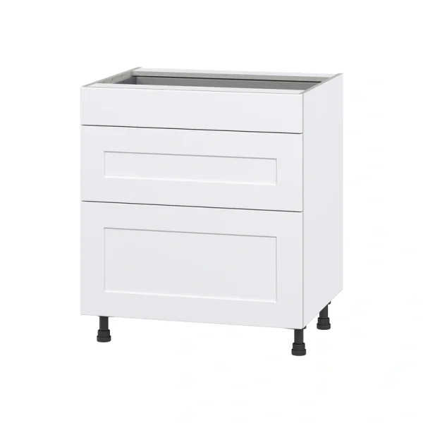 Hugo&Borg Jolie 30-in W x 34.5-in H x 24-in D Warm White 3-Drawer Base Fully Assembled Cabinet T726921190