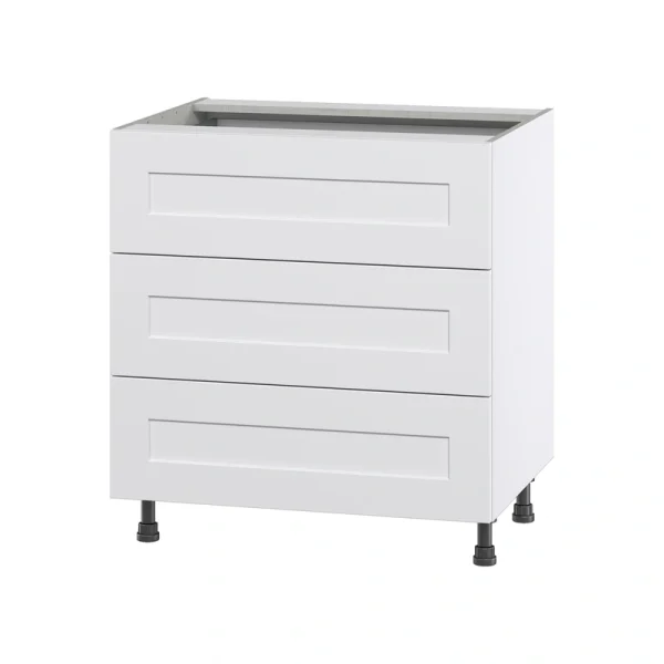 Hugo&Borg Jolie 30-in W x 34.5-in H x 24-in D Warm White 3-Drawer Base Fully Assembled Cabinet T726921192