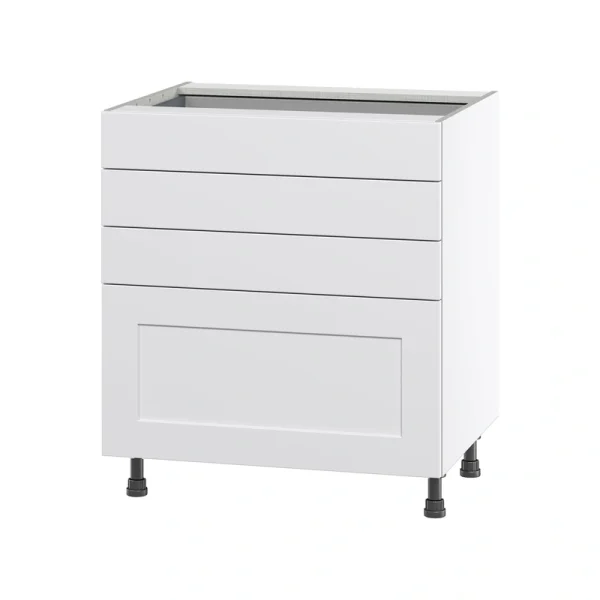 Hugo&Borg Jolie 30-in W x 34.5-in H x 24-in D Warm White 4-Drawer Base Fully Assembled Cabinet