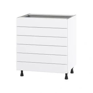 Hugo&Borg Jolie 30-in W x 34.5-in H x 24-in D Warm White 6-Drawer Base Fully Assembled Cabinet