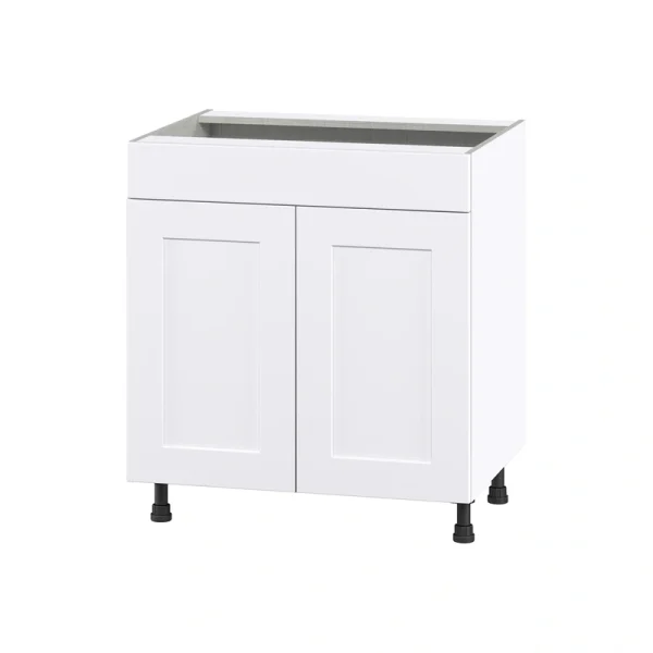Hugo&Borg Jolie 30-in W x 34.5-in H x 24-in D Warm White Sink Base Fully Assembled Cabinet (Flat Panel Shaker Style) T726919595