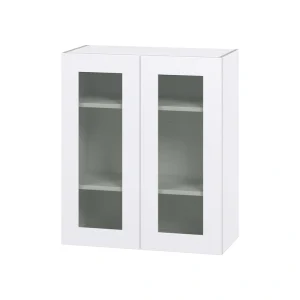 Hugo&Borg Jolie 30-in W x 35-in H x 14-in D Warm White Wall Fully Assembled Cabinet (Glass Panel Shaker Door Style)
