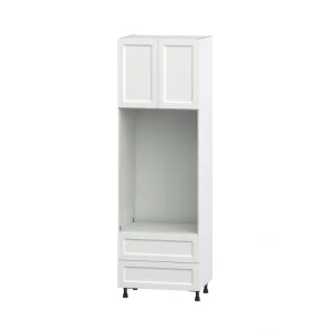 Hugo&Borg Riviera 30-in W x 94.5-in H x 24-in D Bright White 2-Drawers Microwave Pantry Fully Assembled Cabinet (Recessed Panel Shaker Style)