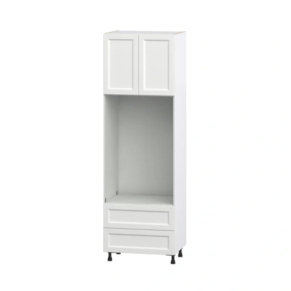 Hugo&Borg Riviera 30-in W x 94.5-in H x 24-in D Bright White 2-Drawers Microwave Pantry Fully Assembled Cabinet (Recessed Panel Shaker Style)