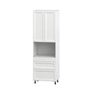 Hugo&Borg Riviera 30-in W x 94.5-in H x 24-in D Bright White 3-Drawers Microwave Pantry Fully Assembled Cabinet (Recessed Panel Shaker Style)