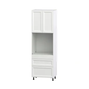 Hugo&Borg Riviera 30-in W x 94.5-in H x 24-in D Bright White 3-Drawers Single Oven Pantry Fully Assembled Cabinet (Recessed Panel Shaker Style)