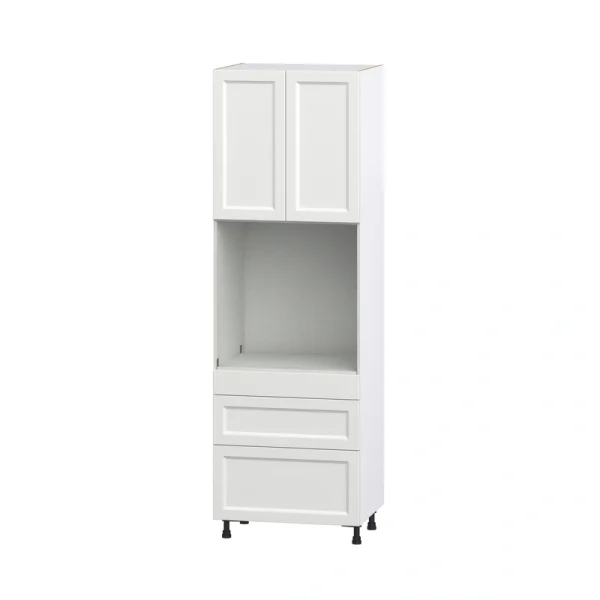 Hugo&Borg Riviera 30-in W x 94.5-in H x 24-in D Bright White 3-Drawers Single Oven Pantry Fully Assembled Cabinet (Recessed Panel Shaker Style)