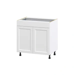 Hugo&Borg Riviera 33-in W x 34.5-in H x 24-in D Bright White 1-Drawer Base Fully Assembled Cabinet (Recessed Panel Shaker Style)