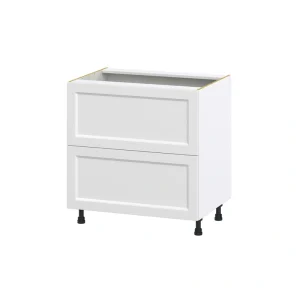 Hugo&Borg Riviera 33-in W x 34.5-in H x 24-in D Bright White 2-Drawer Base Fully Assembled Cabinet (Recessed Panel Style)