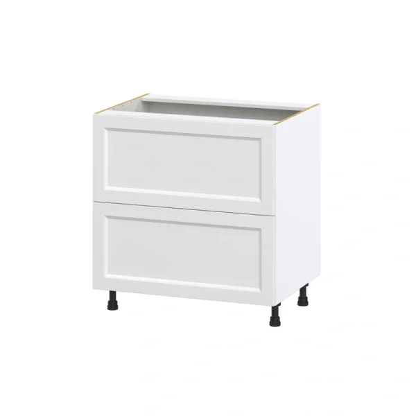 Hugo&Borg Riviera 33-in W x 34.5-in H x 24-in D Bright White 2-Drawer Base Fully Assembled Cabinet (Recessed Panel Style)