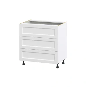 Hugo&Borg Riviera 33-in W x 34.5-in H x 24-in D Bright White 3-Drawer Base Fully Assembled Cabinet (Recessed Panel Style) T726920812