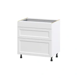 Hugo&Borg Riviera 33-in W x 34.5-in H x 24-in D Bright White 3-Drawer Base Fully Assembled Cabinet (Recessed Panel Style) T726920808